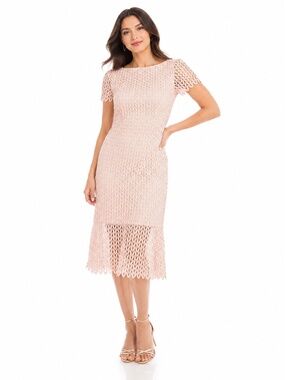 Kay Unger - Tatum Textured Lace Midi Dress